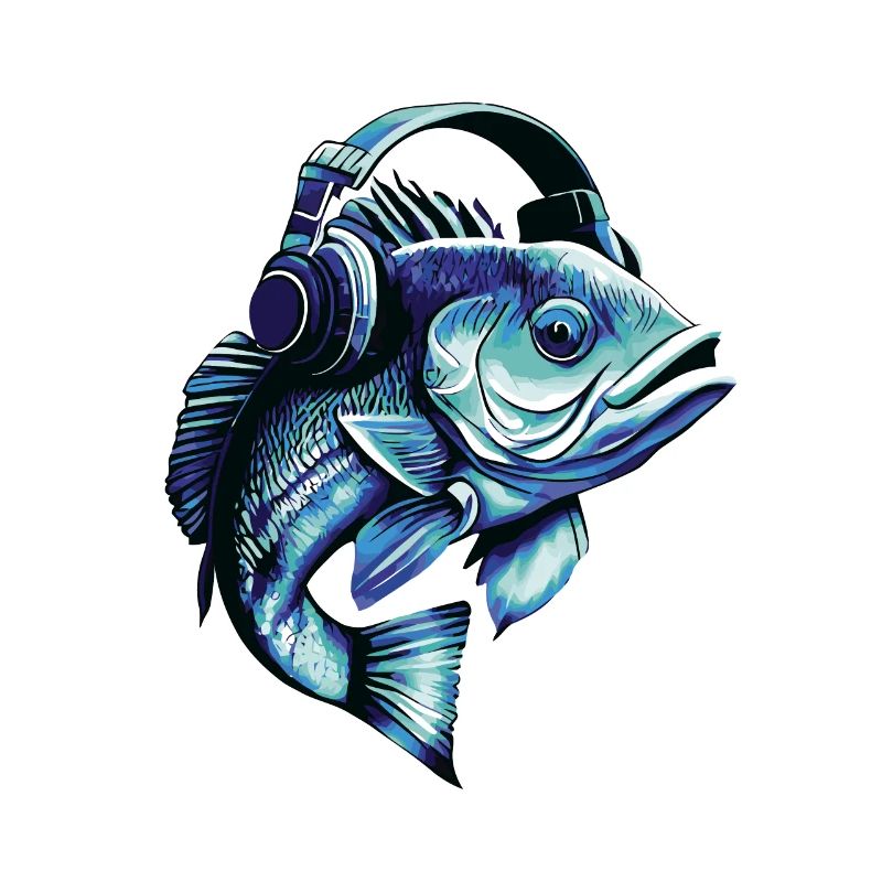 Fisch mit Kopfhörern