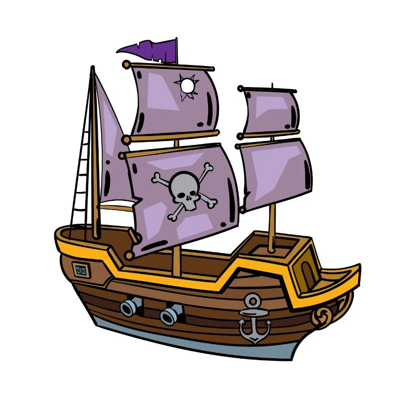 Pirate ship with skull