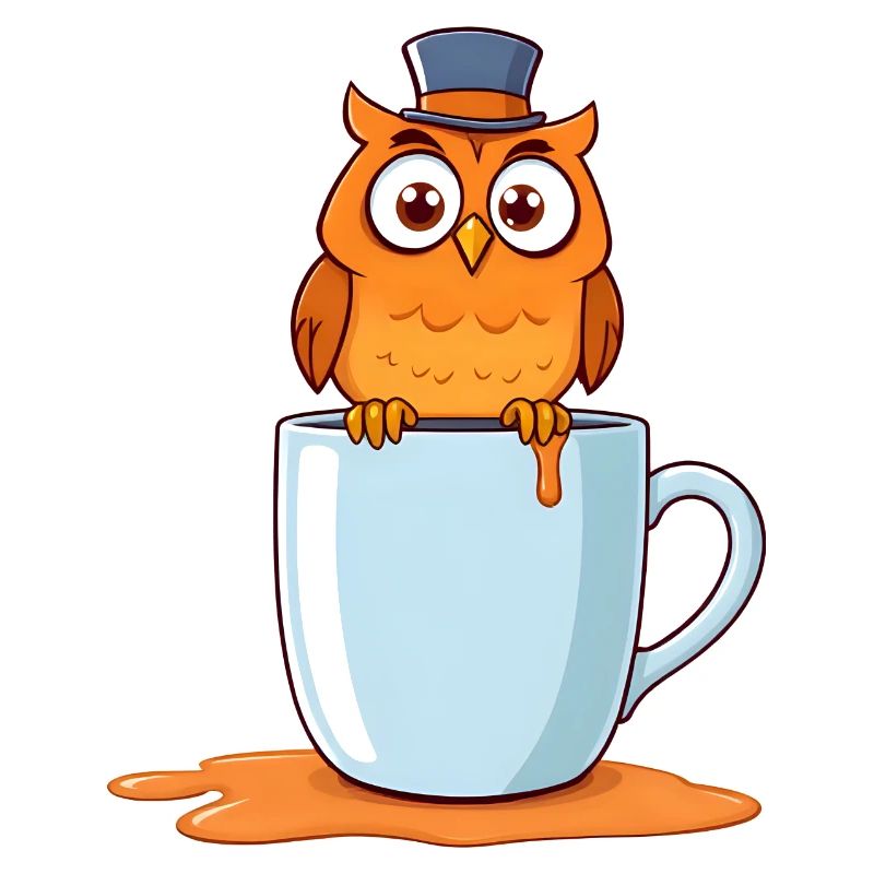 Whimsical Owl Perched on Blue Mug