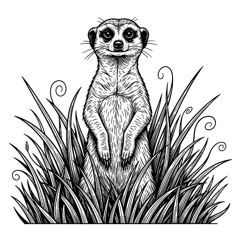 Suricate dans l’herbe