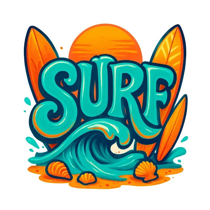Sunset Surf Wortkunst
