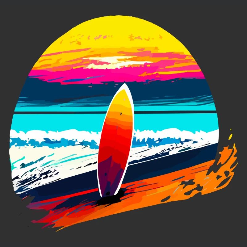 Sunset avec planche de surf