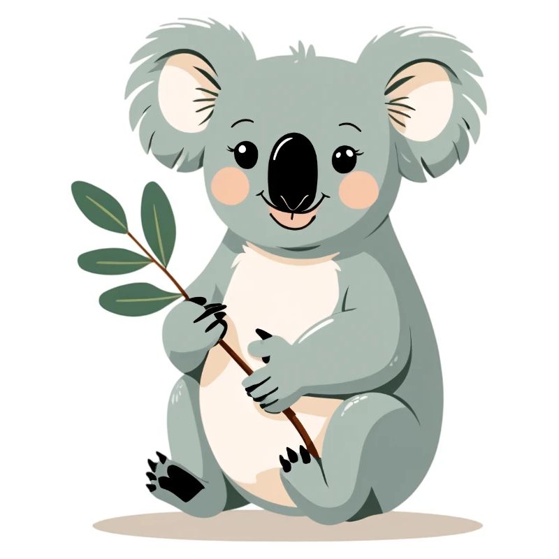 Kleiner Koala mit Blattzweig