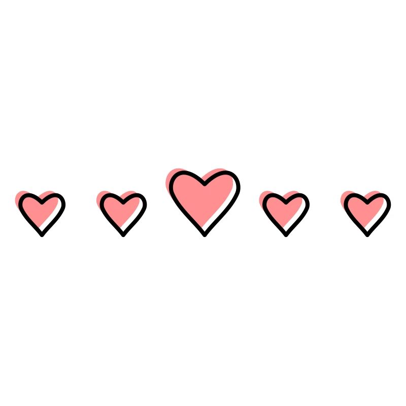 Herzchen in einer Reihe