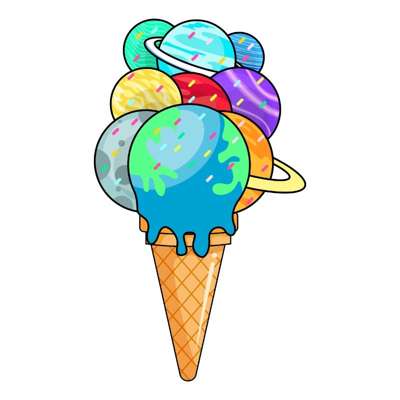Planètes du système solaire en cornet de crème glacée cornet de crème glacée