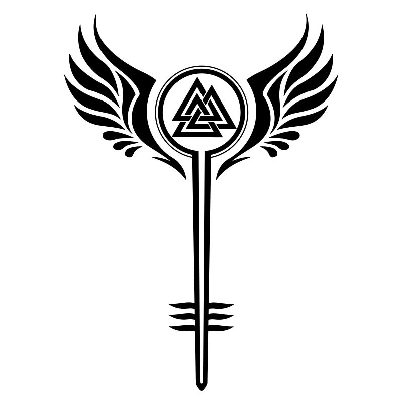Walküre mit Valknut Wikinger Symbol