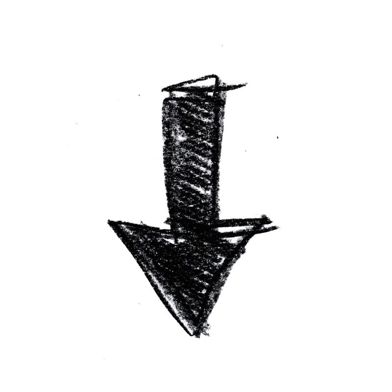 Flèche peint vers le bas idée de cadeau Scribble