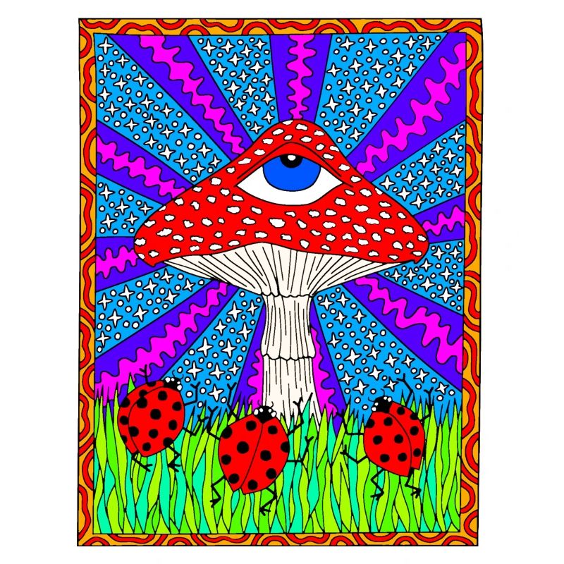 Hippie Magic Toadstool Retro Psychedelic