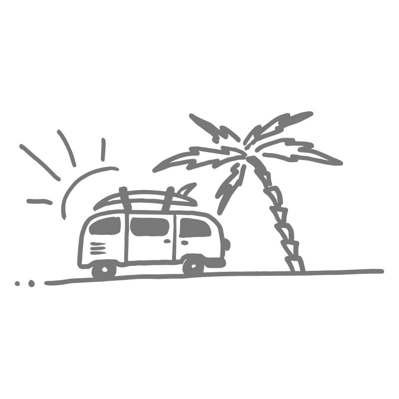 Van chills under palm tree