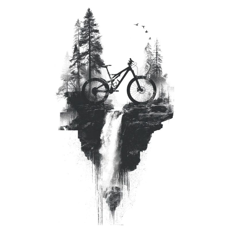 VTT, forêt, paysage, cascade, aventure