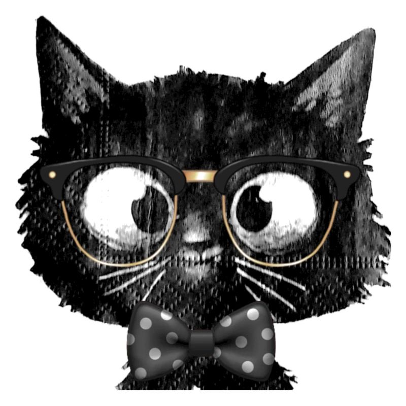 cat ,illustration ,watercolor,black,nerd, bow tie