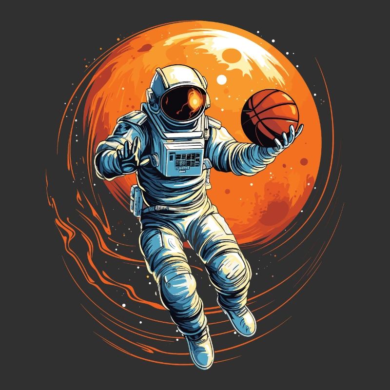 Astronaute basketteur dans l’espace, illustration de bande dessinée