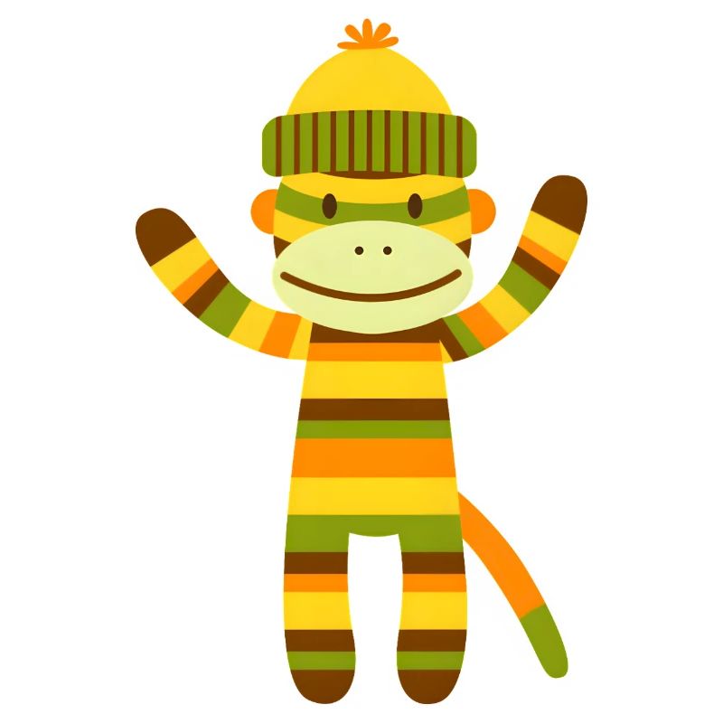 Drôle de singe en chaussette Singe rayé coloré
