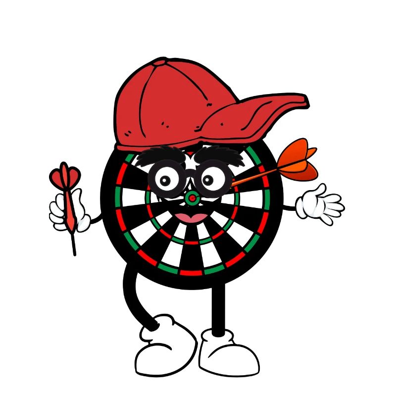 Dartboard avec casquette et disque de bande dessinée fléchettes