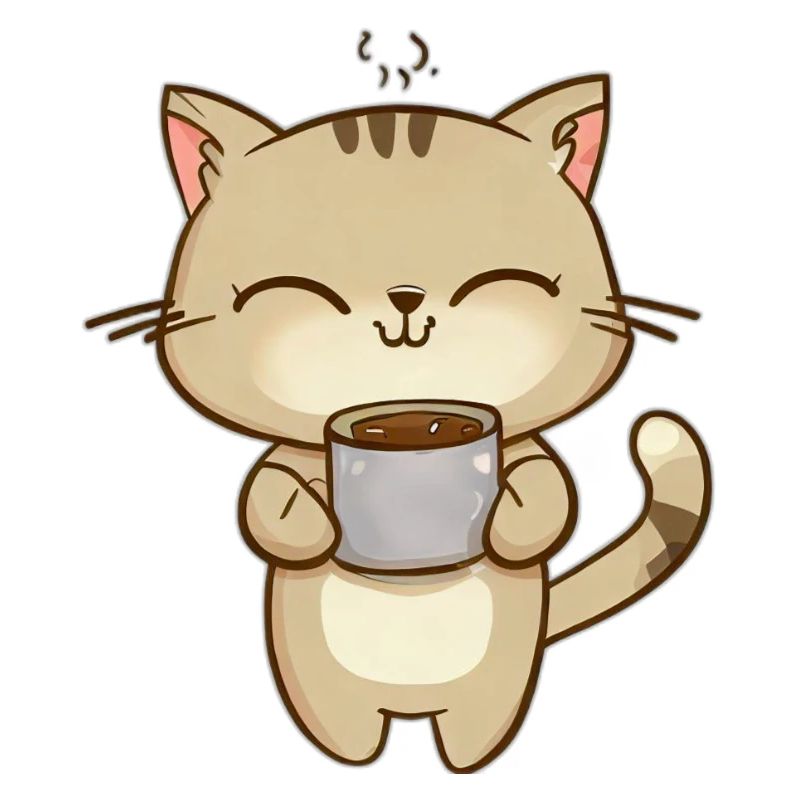 Chat buveur de café