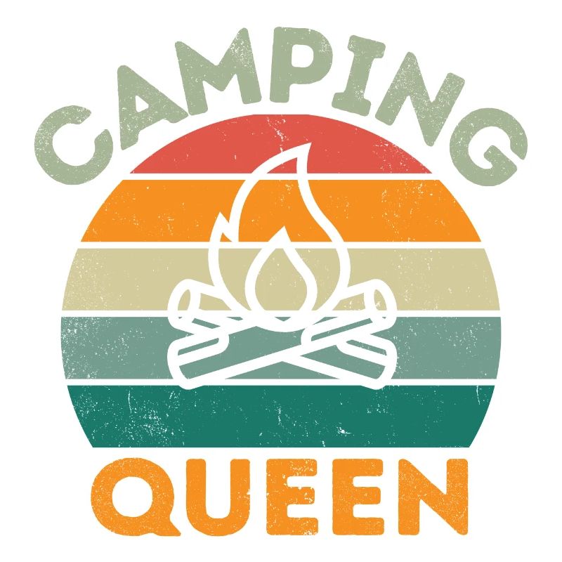 Camping Queen in retro hell distressed,