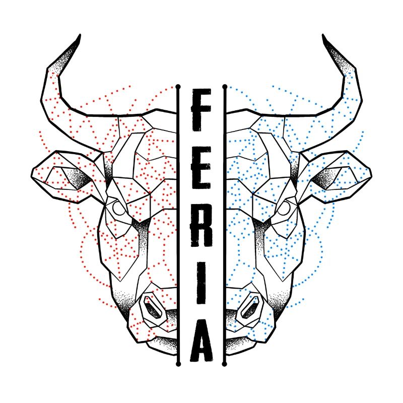 Gepunkteter Bulle / geoblau & rot FERIA