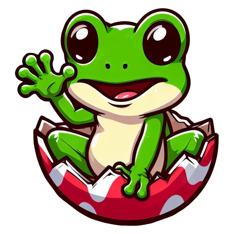 Oeuf de Pâques coloré avec conception de grenouille éclosion