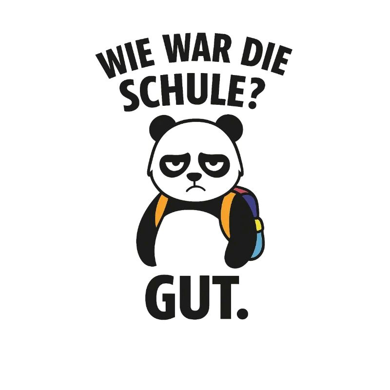 Panda avec sac à dos, question scolaire