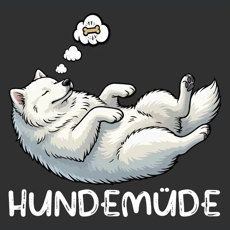 Hundemüde Samojede Samojedenbesitzer Samojedenhund