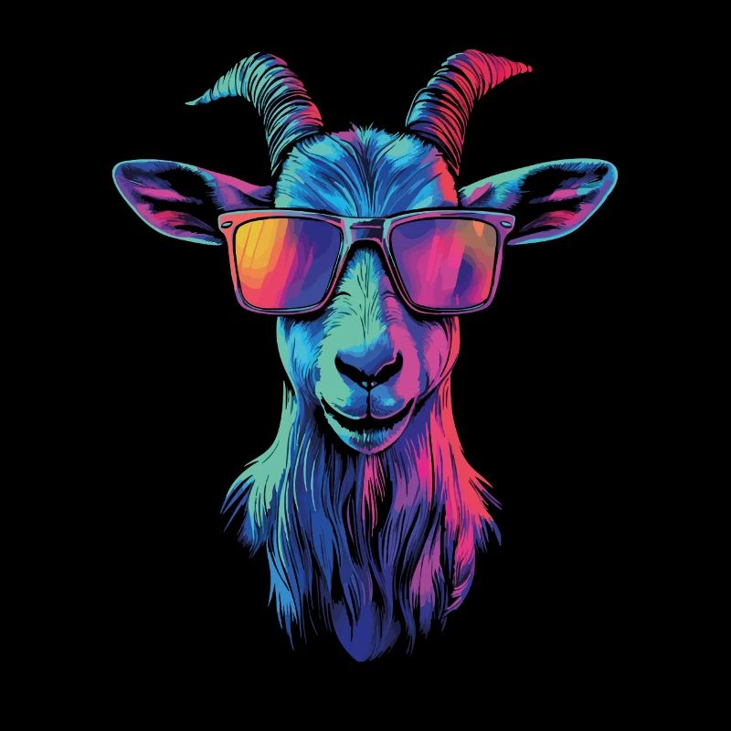 Coole Regenbogen Ziege mit Sonnenbrille