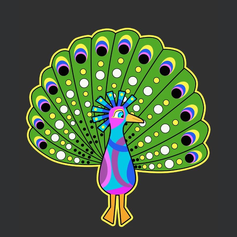 Pfau Comic Rad bunt Fun Shirt Kinder Geschenk Idee