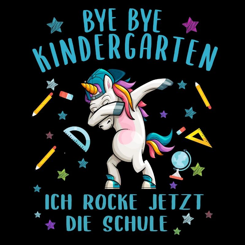 Schulkind Bye bye Kindergarten Dabbing Unicorn
