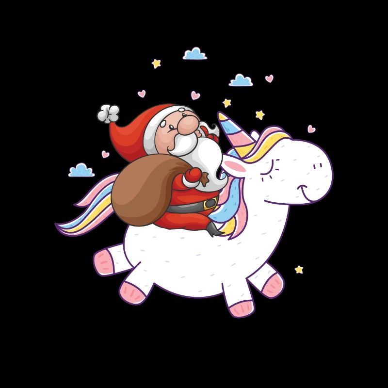 einhorn mit reitendem weihnachtsmann weihnachten