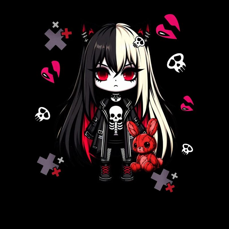 Chibi Kawaii Emo Pastel Goth Fille Anime