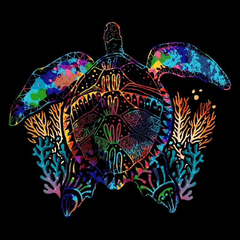 Polynesien Meerestier Geschenk Buntes Schildkröte
