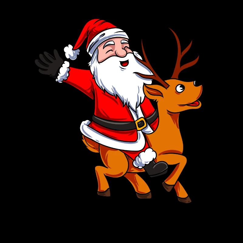 Weihnachtsmann reitet Rentier