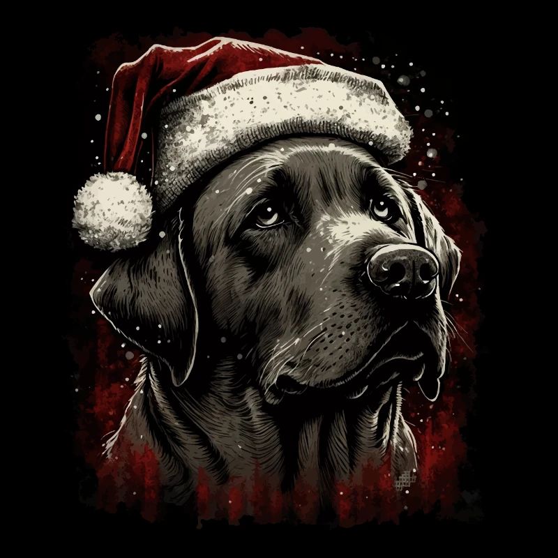 Labrador mit Weihnachtsmannmütze