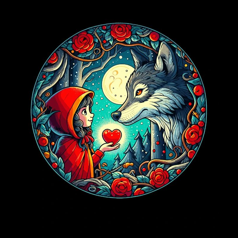 Märchen Rotkäppchen Wolf Kinder Herz Tierschutz