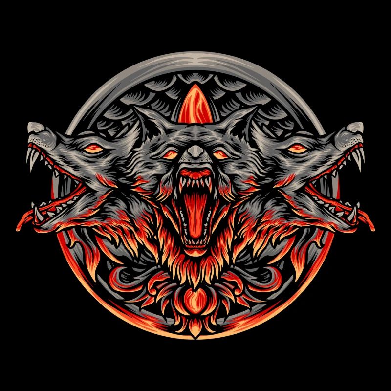 Wolf Head Cerberus Créatures grecques mythiques