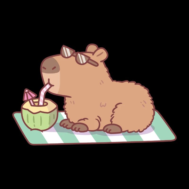 Capybara buvant du jus de noix de