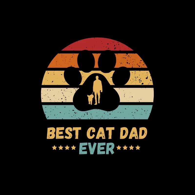 Bester Katzen Papa Ever Retro Pfote