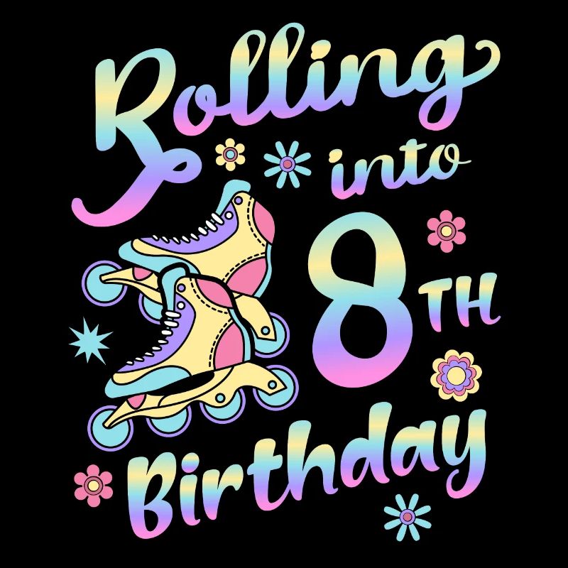 Rolling Into 8th Geburtstag Roller Skater Inline