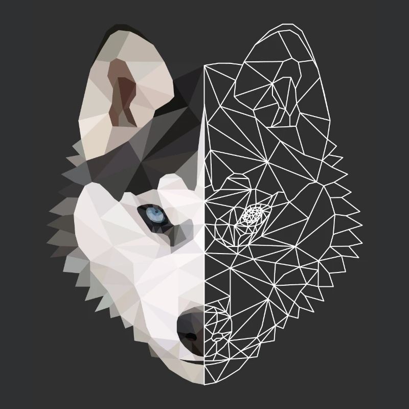 Husky Polygon Hund Eis Schnee Tierliebe Geschenk