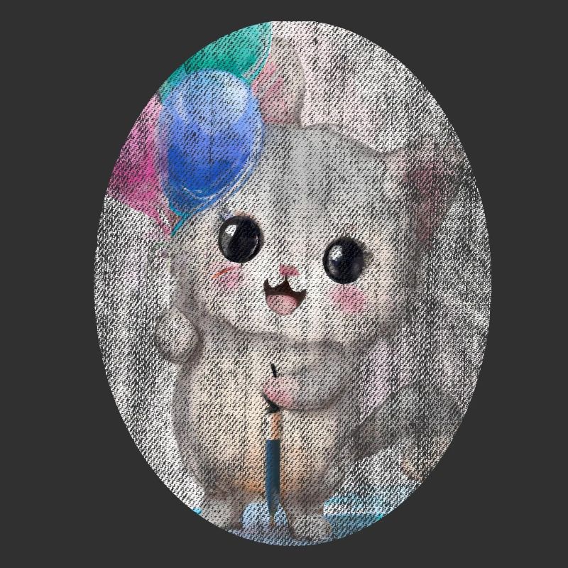 Kätzchen Katze mit Luftballon Gemälde