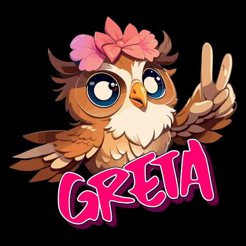 GRETA- Schöner Mädchen Name mit süßer EULE