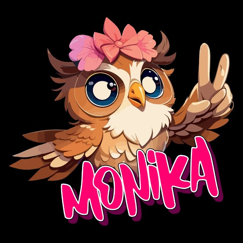 MONIKA - Schöner Mädchen Name mit süßer EULE