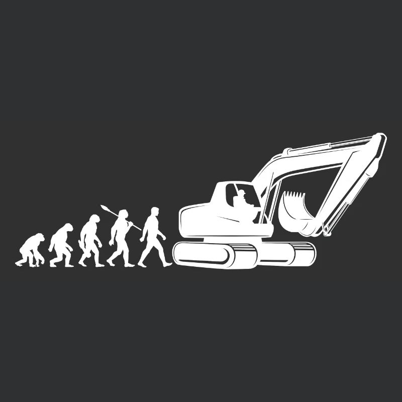 Evolution - driving an excavator - construction site, construction worker