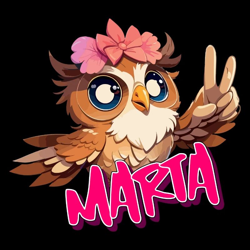 MARTA - Schöner Mädchen Name mit süßer EULE