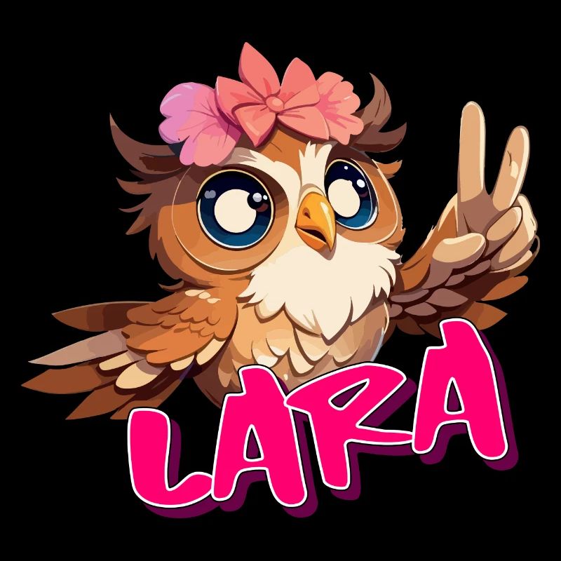 LARA - Schöner Mädchen Name mit süßer EULE