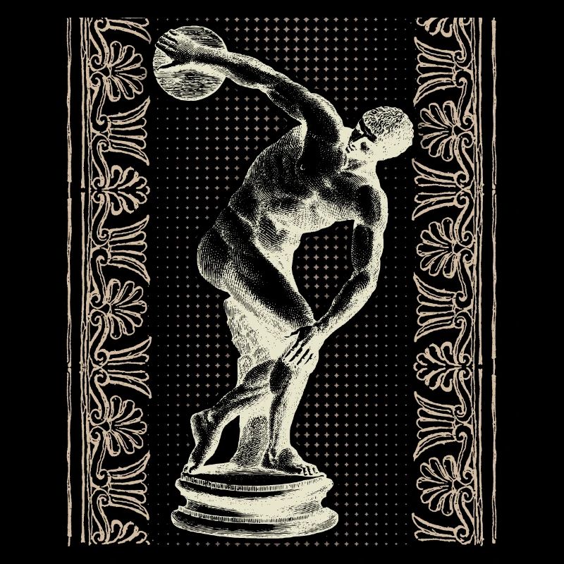 Greece, discus thrower, Greek meander