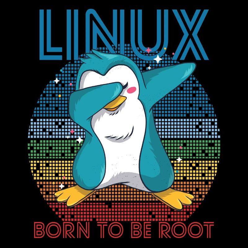 Born To Be Root Retro Penguin Linux Nerd Programme