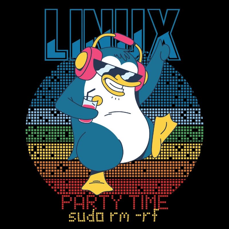 Linux Party Sudo Root Geek Admin Penguin Nerd Prog