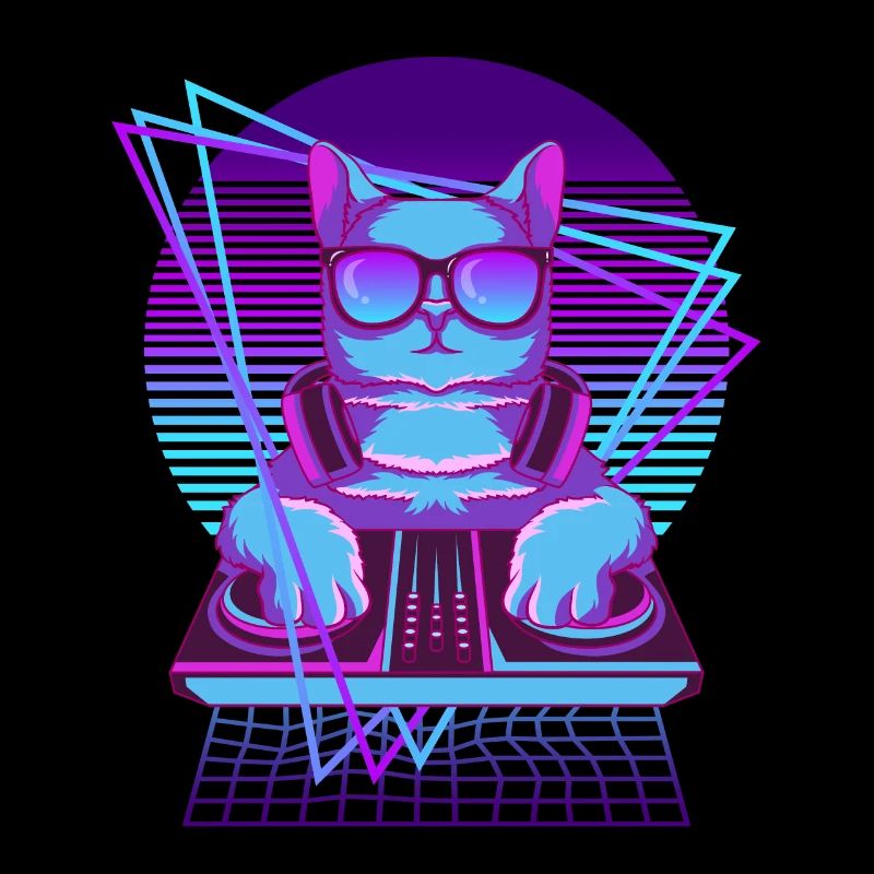 Vaporwave Cat DJ Chat de bureau