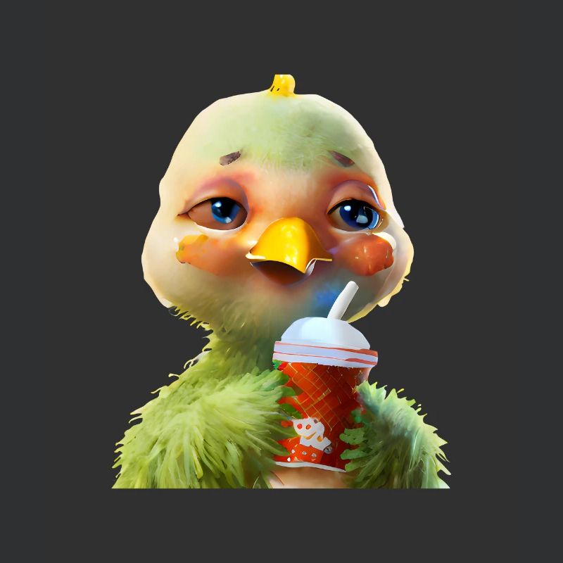 Cute chicken with soft drink