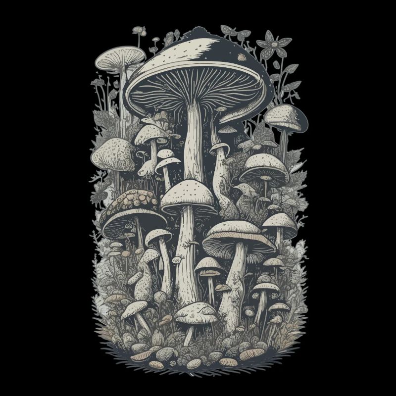 Champignon cueilleur de champignons dans la conception de forêts naturelles